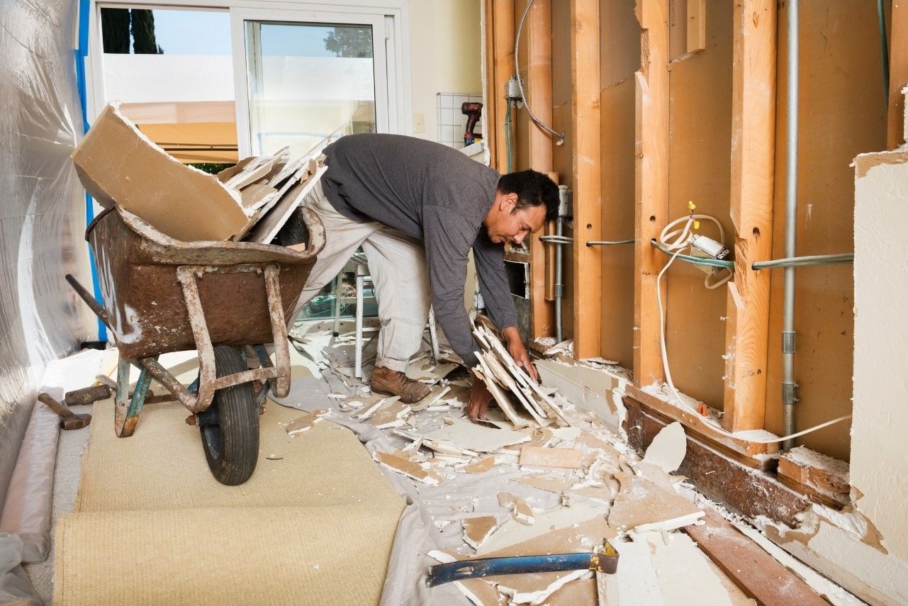 Interior room demolition in progress